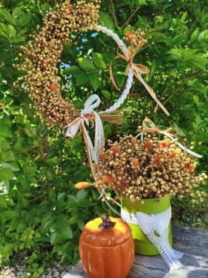 Lniane Lato – naturalna kompozycja z suszonych kwiatów | Handmade | Gotowy prezent - DeasyArt – rękodzieło Boho, lampiony & dekoracje handmade