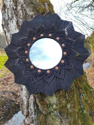 Lustro z mandalą NOCNE ZWIERCIADŁO  - DeasyArt – rękodzieło Boho, lampiony & dekoracje handmade