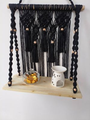 Makramowa półka ścienna NOCNA AURA - DeasyArt – rękodzieło Boho, lampiony & dekoracje handmade