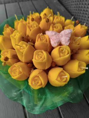 Box tulipanów z naturalnych świec sojowych z aromatem - DeasyArt – rękodzieło Boho, lampiony & dekoracje handmade