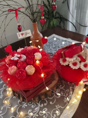 Walentynkowy Candle Flower box XL wykonany z naturalnych świec sojowych z aromatem - DeasyArt – rękodzieło Boho, lampiony & dekoracje handmade